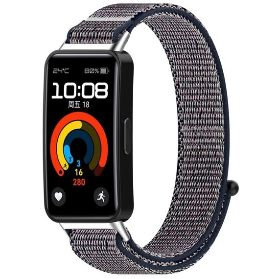 Per Huawei Band 9/9 NFC / 8/8 NFC cinturino in nylon con gancio e chiusura ad anello (blu notte)