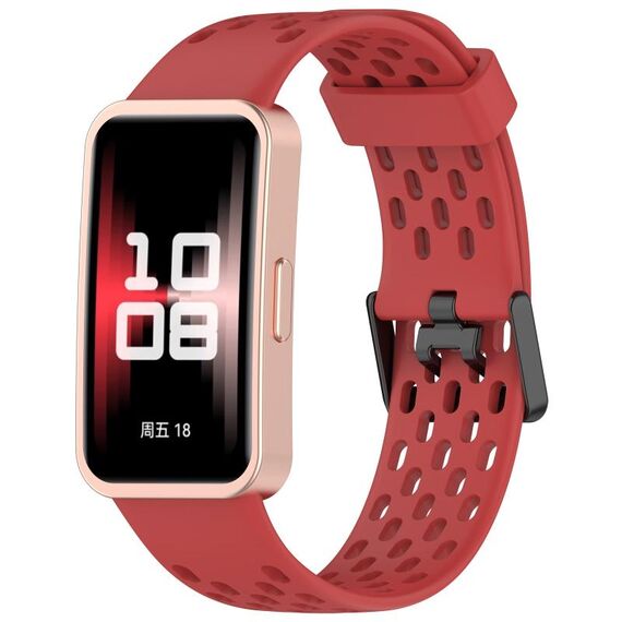 Per Huawei Band 9/9 NFC / 8/8 NFC Hole Style Dual cinturino in silicone con fibbia nera (rosso)