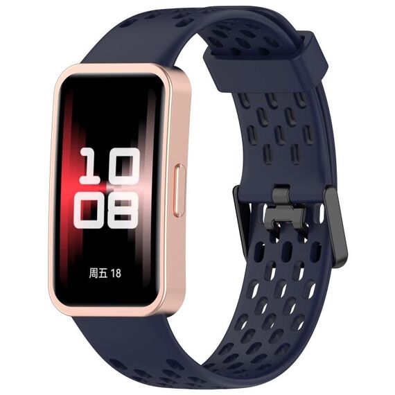 Per Huawei Band 9/9 NFC / 8/8 NFC Hole Style cinturino in silicone con doppia fibbia nera (blu notte)