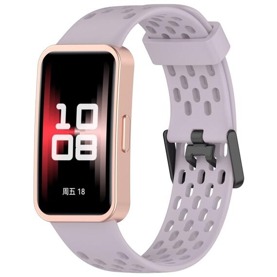 Per Huawei Band 9/9 NFC / 8/8 NFC Hole Style Dual cinturino in silicone con fibbia nera (viola lavanda)