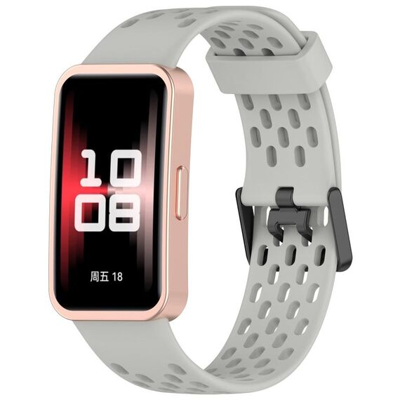 Per Huawei Band 9/9 NFC / 8/8 NFC Hole Style Dual cinturino in silicone con fibbia nera (Rock Ash)