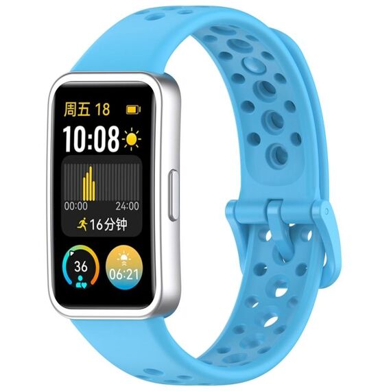 Per Huawei Band 9/9 NFC / 8/8 NFC Cinturino per orologio in silicone con bottone a chiodo con foro tondo (Azzurro cielo)
