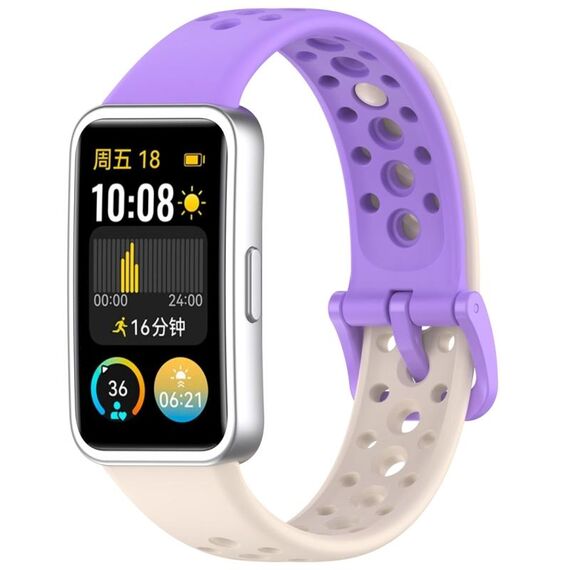 Per Huawei Band 9/9 NFC / 8/8 NFC Cinturino per orologio in silicone con bottone a chiodo con foro tondo (Viola stellare)
