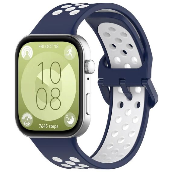Per Huawei Watch Fit 3 cinturino sportivo in silicone bicolore (blu notte + bianco)
