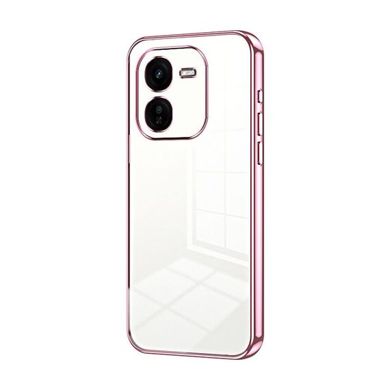 Per vivo iQOO Z9x Custodia per telefono con foro sottile con placcatura trasparente (rosa)