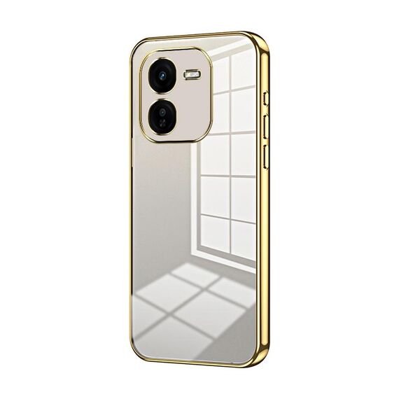 Per vivo iQOO Z9x Custodia per telefono con foro sottile con placcatura trasparente (oro)