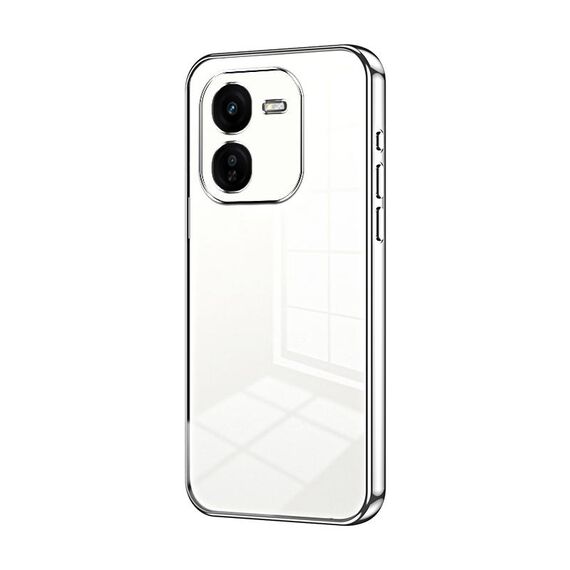 Per vivo iQOO Z9x Custodia per telefono con foro sottile con placcatura trasparente (Argento)