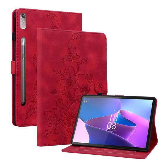 Custodia per tablet in pelle goffrata giglio per Lenovo Tab P11 Pro Gen 2 11.2 (rosso)
