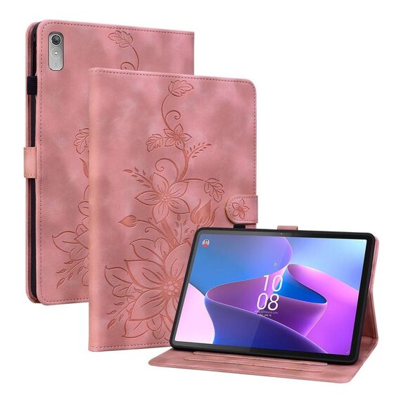 Custodia per tablet in pelle goffrata giglio per Lenovo Tab P11 Gen 2 11.5 (rosa)