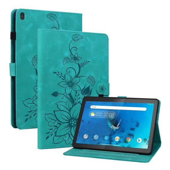 Custodia per tablet in pelle goffrata giglio per Lenovo Tab M10 X605 /M10 HD X505 (verde)