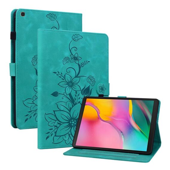 Custodia per tablet in pelle goffrata Giglio per Samsung Galaxy Tab A 10.1 2019 (verde)