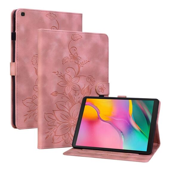 Custodia per tablet in pelle goffrata Giglio per Samsung Galaxy Tab A 10.1 2019 (rosa)