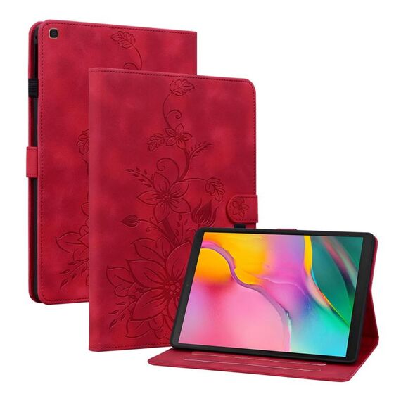 Custodia per tablet in pelle goffrata Giglio per Samsung Galaxy Tab A 10.1 2019 (rossa)