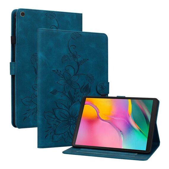 Custodia per tablet in pelle goffrata Giglio per Samsung Galaxy Tab A 10.1 2019 (blu scuro)