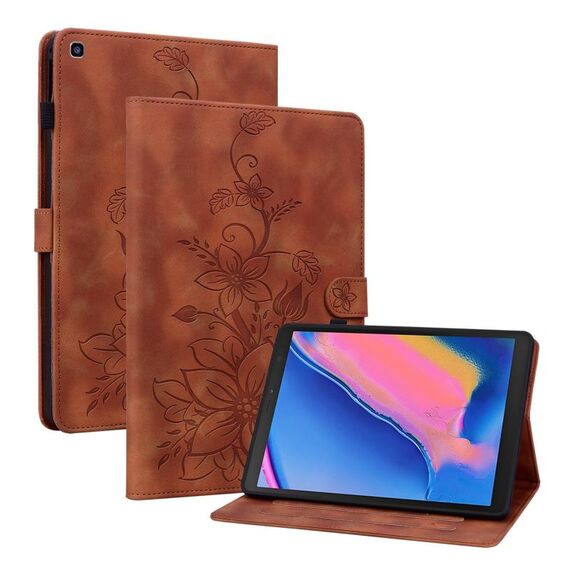 Custodia per tablet in pelle goffrata Giglio per Samsung Galaxy Tab A 8.0 2019 (marrone)