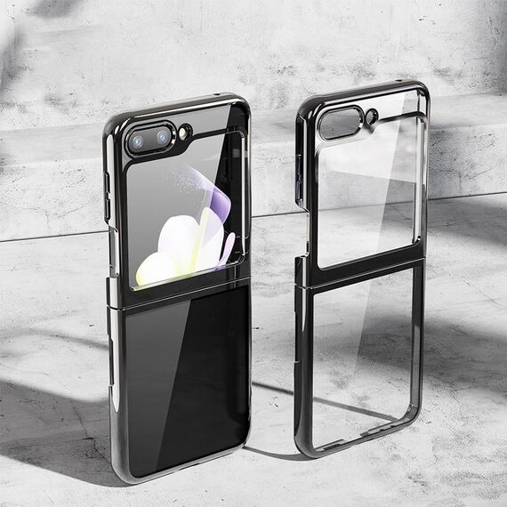 Per Samsung Galaxy Z Flip6 5G Custodia per cellulare antiurto trasparente galvanica (nera)