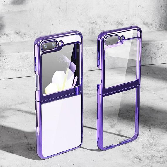 Per Samsung Galaxy Z Flip6 5G Custodia per cellulare antiurto trasparente galvanica (viola)
