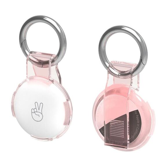 Per Airtag Clip posteriore Portachiavi Localizzatore Custodia protettiva Anti-smarrimento della copertura del dispositivo (rosa trasparente)