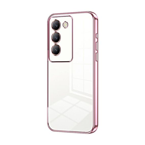 Per vivo V30 SE Custodia per telefono con foro sottile con placcatura trasparente (rosa)