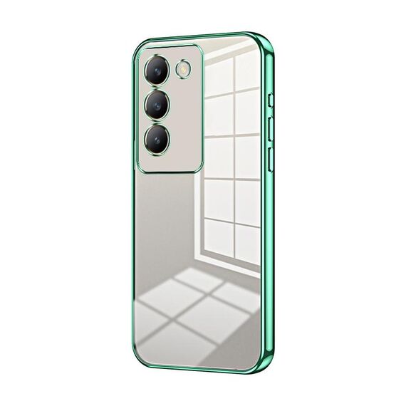 Per vivo V30 SE Custodia per telefono con foro sottile con placcatura trasparente (verde)