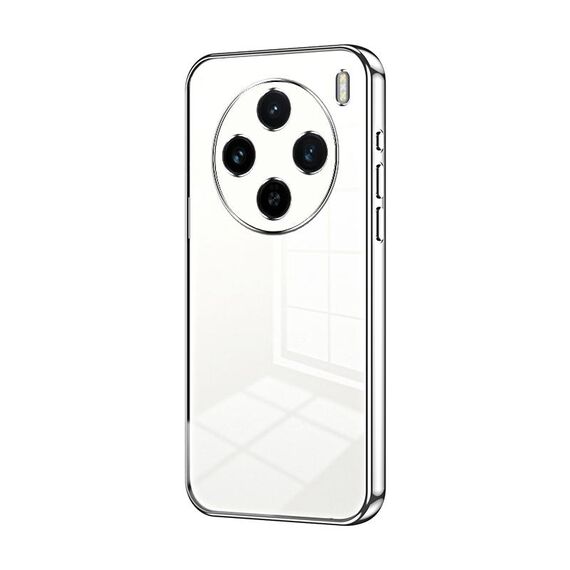 Per vivo X100s Custodia per telefono con foro sottile con placcatura trasparente (Argento)