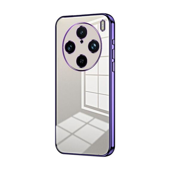 Per vivo X100s Pro Custodia per telefono con foro sottile con placcatura trasparente (viola)