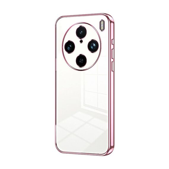 Per vivo X100s Pro Custodia per telefono con foro sottile con placcatura trasparente (rosa)