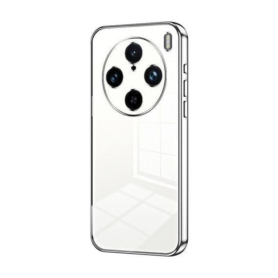Per vivo X100s Pro Custodia per telefono con foro sottile con placcatura trasparente (Argento)