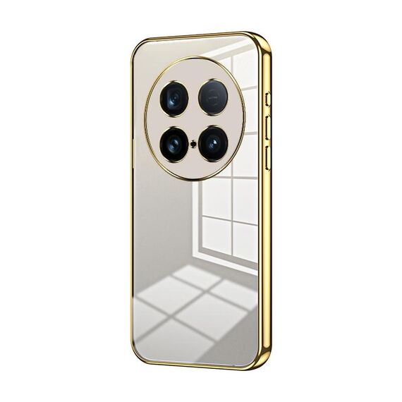 Custodia per telefono con foro fine con placcatura ultra trasparente per vivo X100 (oro)