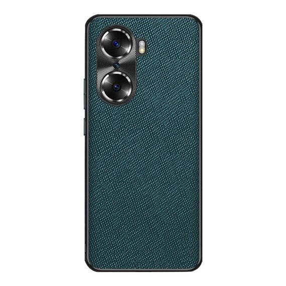 Custodia per telefono in pelle PU con texture incrociata per Honor 60 Pro (verde scuro)