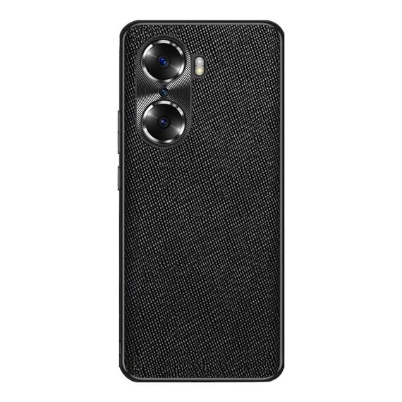 Custodia per telefono in pelle PU con trama incrociata per Honor 60 Pro (nera)