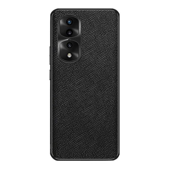 Custodia per telefono in pelle PU con trama incrociata per Honor 70 Pro (nera)