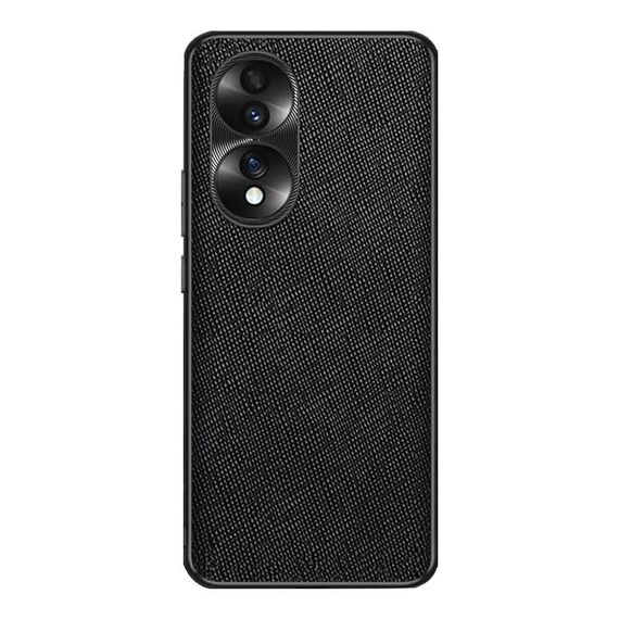 Custodia per telefono in pelle PU con trama incrociata per Honor 70 (nera)