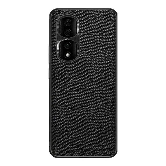 Custodia per telefono in pelle PU con trama incrociata per Honor 90 Pro (nera)