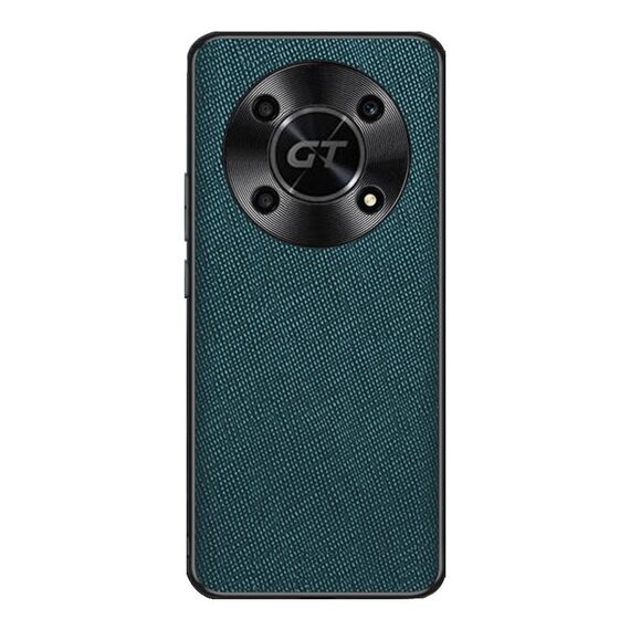 Custodia per telefono in pelle PU con trama incrociata per Honor X40 GT (verde scuro)