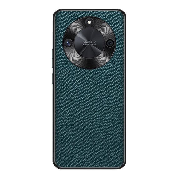 Custodia per telefono in pelle PU con texture incrociata per Honor X50 (verde scuro)