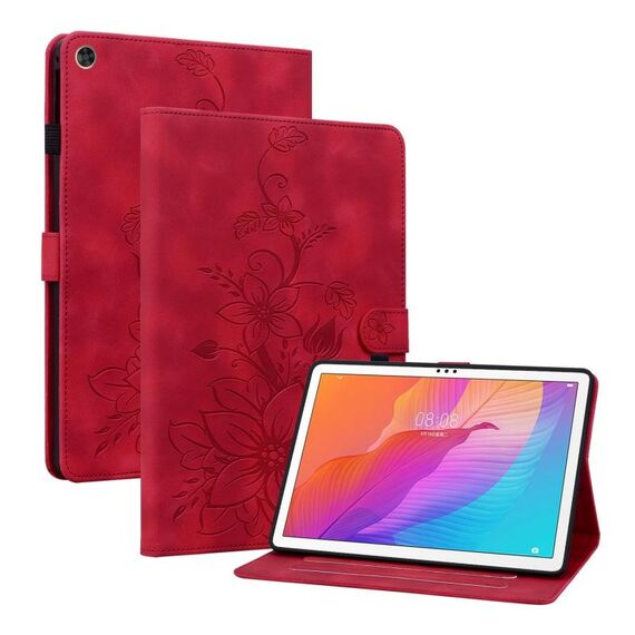 Per Huawei MatePad T 10s / Enjoy Tablet 2 Custodia tablet in pelle goffrata Lily (rossa)