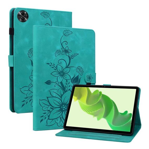 Custodia per tablet in pelle goffrata Giglio per Realme Pad 2 11.5 (verde)