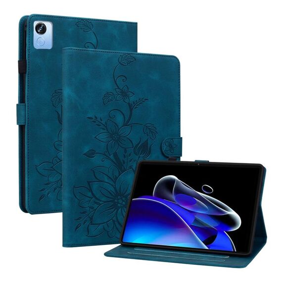 Custodia per tablet in pelle goffrata Realme Pad X Lily (blu scuro)