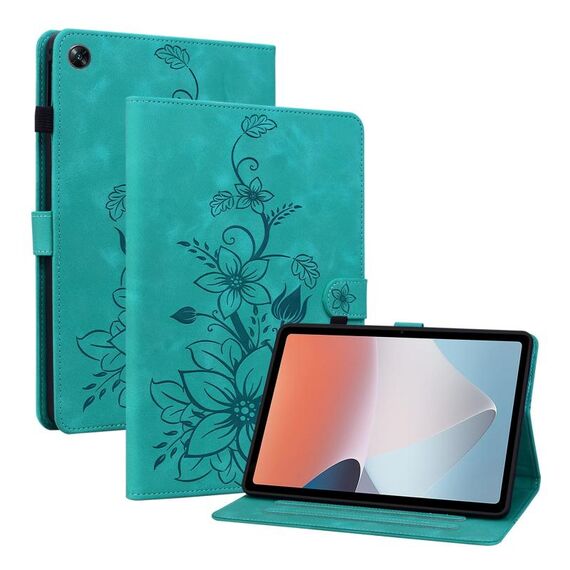 Custodia per tablet in pelle goffrata OPPO Pad Air Lily (verde)