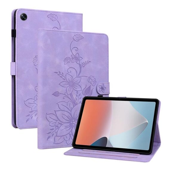 Custodia per tablet in pelle goffrata OPPO Pad Air Lily (viola)