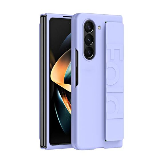 Per Samsung Galaxy Z Fold6 5G Custodia per telefono con cover posteriore elastica per polso con impugnatura elastica (viola)