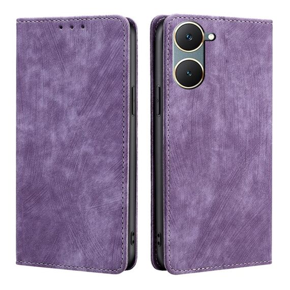 Per vivo Y03 4G RFID Custodia antifurto in pelle magnetica per telefono (viola)