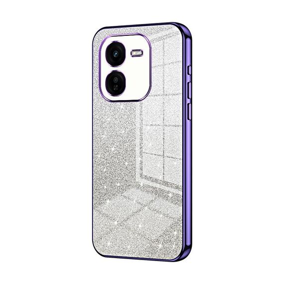 Custodia per telefono elettrolitico in polvere glitter sfumata per vivo iQOO Z9x (viola)