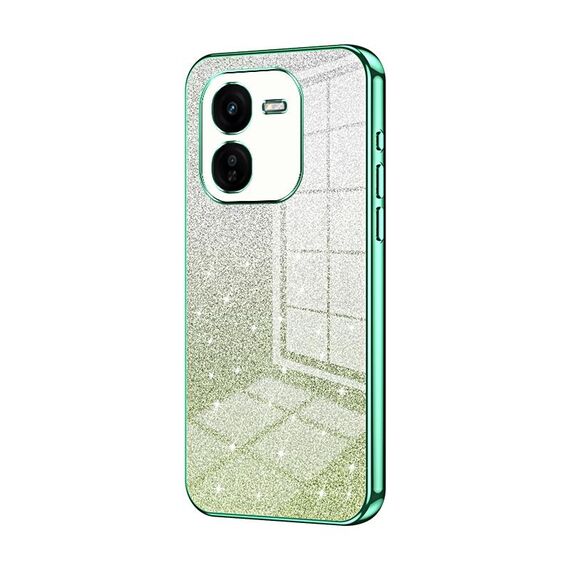 Per vivo iQOO Z9x Custodia per telefono elettrolitico con polvere glitterata sfumata (verde)