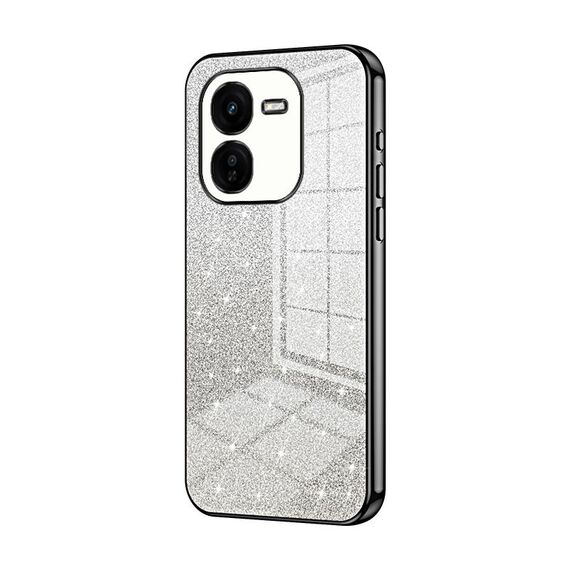 Per vivo iQOO Z9x Custodia per telefono elettrolitico in polvere glitter sfumata (nera)