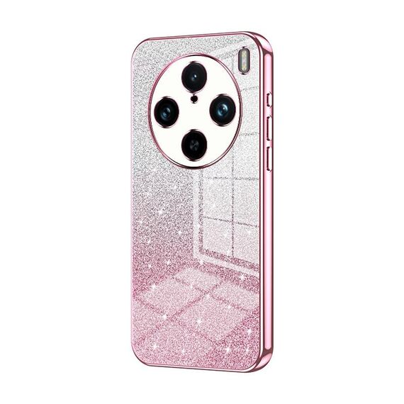 Custodia per telefono elettrolitico in polvere glitterata sfumata per vivo X100s Pro (rosa)