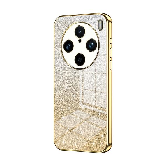Custodia per telefono elettrolitico in polvere glitterata sfumata per vivo X100s Pro (oro)