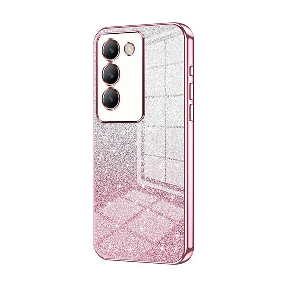 Custodia per telefono elettrolitico in polvere glitterata sfumata per vivo V30 SE (rosa)