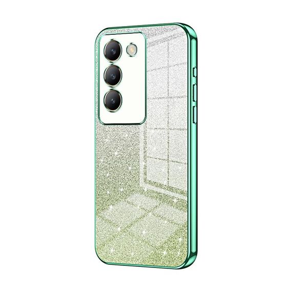 Custodia per telefono elettrolitico in polvere glitterata sfumata per vivo V30 SE (verde)